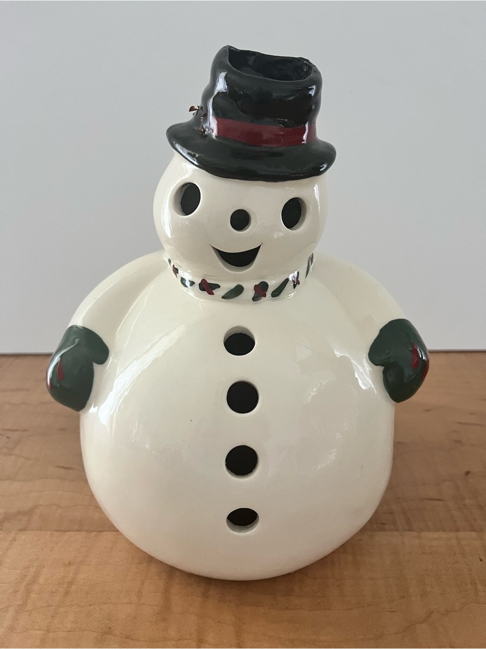 Vintage MCM 1950's Ceramic Candle Holder Snowman Mackie Newton 8" Tall